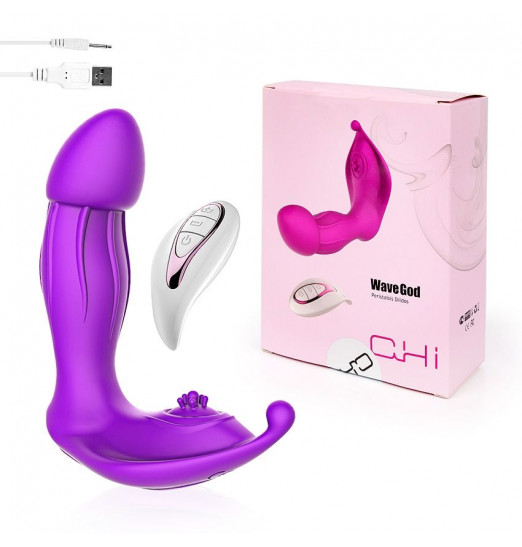 Фиолетовый вибратор WaveGod с пультом ДУ Фиолетовый вибратор WaveGod с пультом ДУ