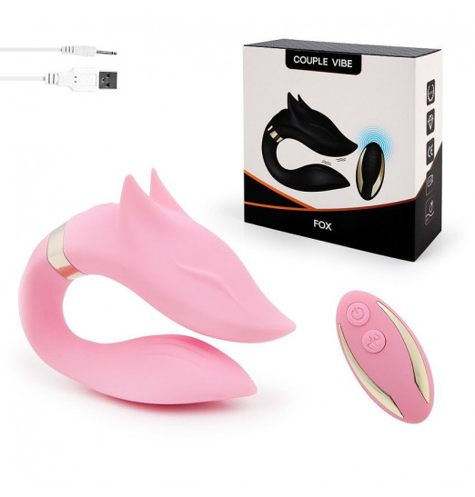 Нежно-розовый вибратор для пар Fox с пультом ДУ Нежно-розовый вибратор для пар Fox с пультом ДУ