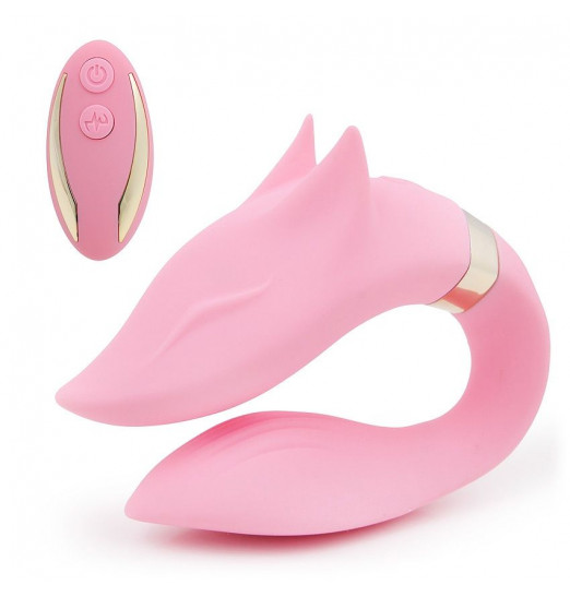 Нежно-розовый вибратор для пар Fox с пультом ДУ Нежно-розовый вибратор для пар Fox с пультом ДУ