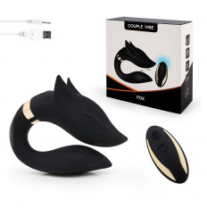 Черный вибратор для пар Fox с пультом ДУ