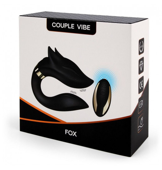 Черный вибратор для пар Fox с пультом ДУ Черный вибратор для пар Fox с пультом ДУ