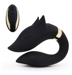 Черный вибратор для пар Fox с пультом ДУ