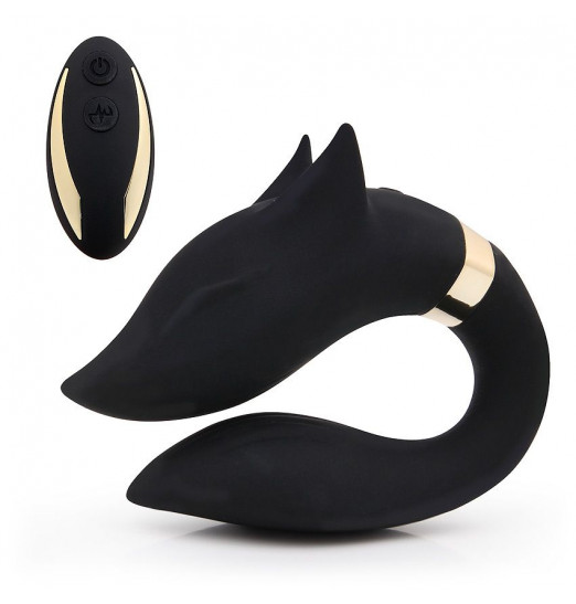 Черный вибратор для пар Fox с пультом ДУ Черный вибратор для пар Fox с пультом ДУ