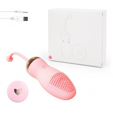 Розовое ребристое виброяйцо с пультом ДУ