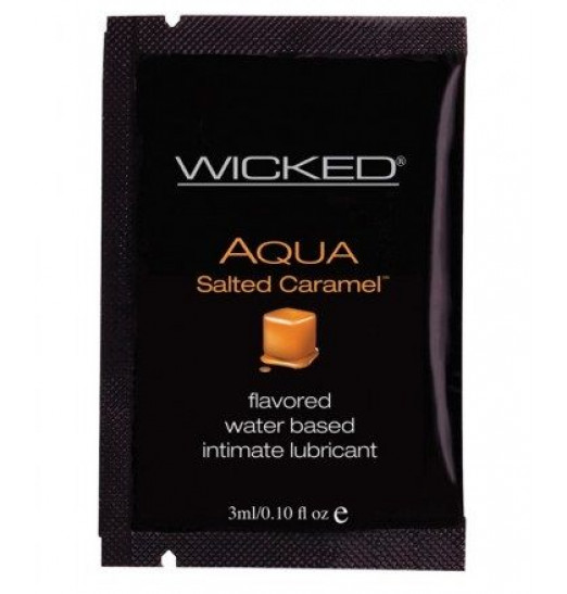 Лубрикант со вкусом соленой карамели WICKED AQUA Salted Caramel - 3 мл.