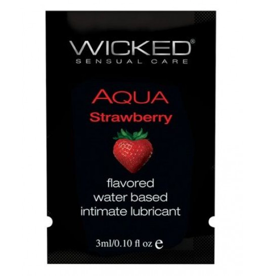 Лубрикант с ароматом клубники WICKED AQUA Strawberry - 3 мл.