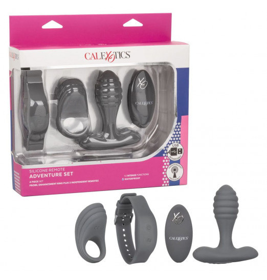 Серый вибронабор Silicone Remote Adventure Set