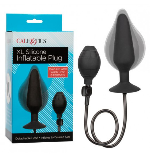 Черная расширяющаяся анальная пробка XL Silicone Inflatable Plug - 16 см.