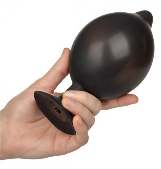 Черная расширяющаяся анальная пробка XL Silicone Inflatable Plug - 16 см.