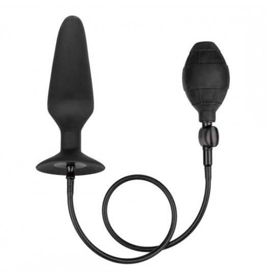 Черная расширяющаяся анальная пробка XL Silicone Inflatable Plug - 16 см.