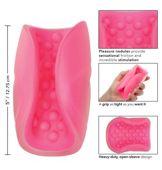 Розовый рельефный мастурбатор Beaded Grip