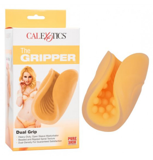 Оранжевый рельефный мастурбатор Dual Grip
