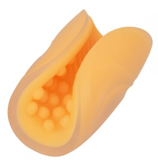 Оранжевый рельефный мастурбатор Dual Grip