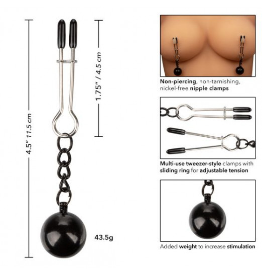 Утяжеленные зажимы-прищепки для сосков Nipple Grips Weighted Tweezer Nipple Clamps