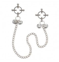 Металлические зажимы для сосков на цепочке Nipple Grips 4-Point Nipple Press with Bells