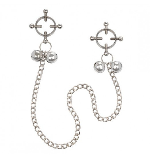 Металлические зажимы для сосков на цепочке Nipple Grips 4-Point Nipple Press with Bells