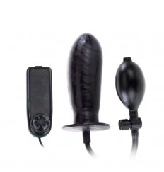 Чёрный расширяющийся анальный вибратор - 15,5 см.