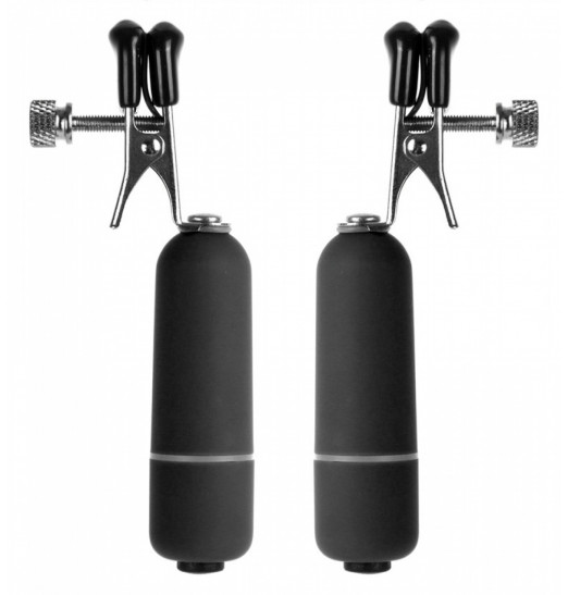 Чёрные клипсы на соски с вибрацией