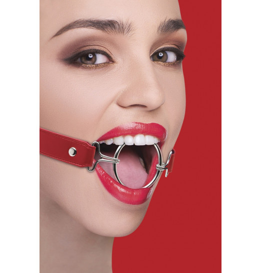 Расширяющий кляп Ring Gag XL с красными ремешками