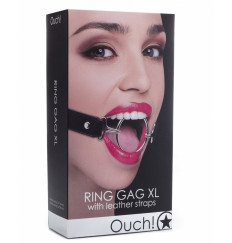Расширяющий кляп Ring Gag XL с чёрными ремешками