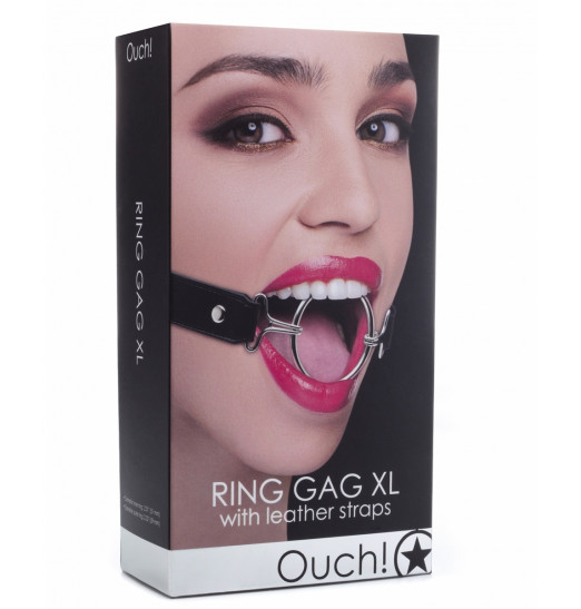 Расширяющий кляп Ring Gag XL с чёрными ремешками Расширяющий кляп Ring Gag XL с чёрными ремешками