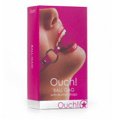 Кляп-шар на розовых кожаных ремешочках