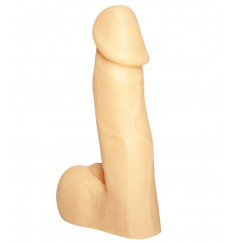 Пустотелый фаллоимитатор с мошонкой - 15,5 см.