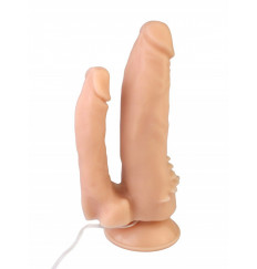 Двойной вибратор с присоской с проводным пультом №11 - 17 см.