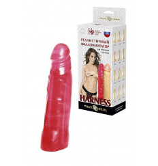 Розовый фаллос-насадка для трусиков с плугом - 17 см.