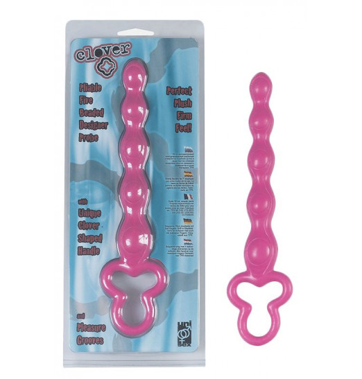 Розовая анальная цепочка Clover Anal Rod - 18 см.