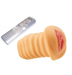 Мастурбатор-вагина с вибрацией и пультом управления PURE INDULGENCE