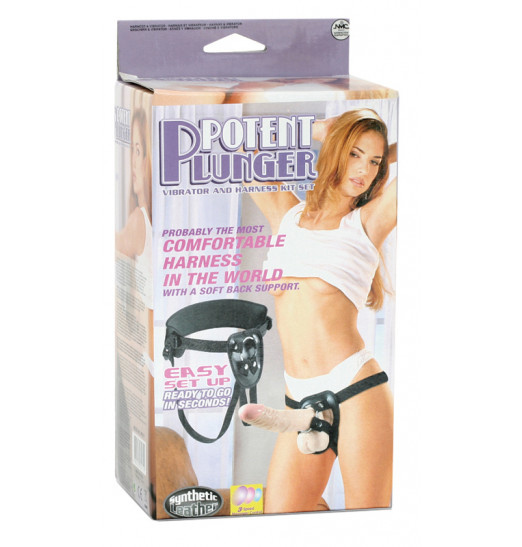 Поясной виброфаллос на кожаных трусиках POTENT PLUNGER HARNESS WITH 8 VIBRATOR - 20,2 см. Поясной виброфаллос на кожаных трусиках POTENT PLUNGER HARNESS WITH 8 VIBRATOR - 20,2 см.