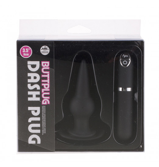 Черная вибровтулка Dash Butt Plug With Mini Controller III - 9 см.