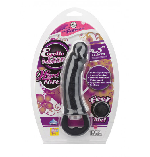 Чёрная вибровтулка-фаллос Erotic Loop Tuggers Hard Core - 11,4 см.