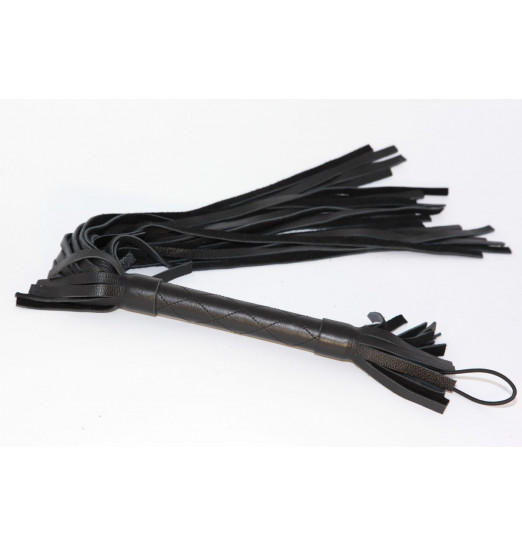 Чёрная плетка из натуральной кожи - 45 см.