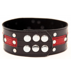 Чёрно-красный ошейник с клёпками