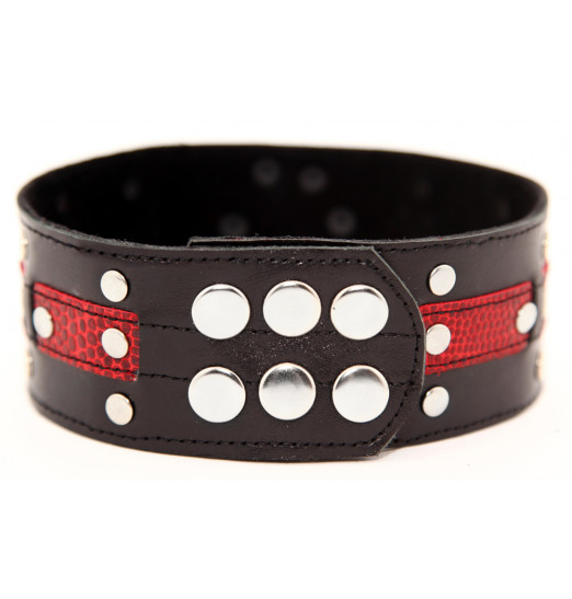 Чёрно-красный ошейник с клёпками