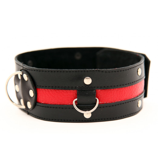 Чёрный ошейник с красной полосой