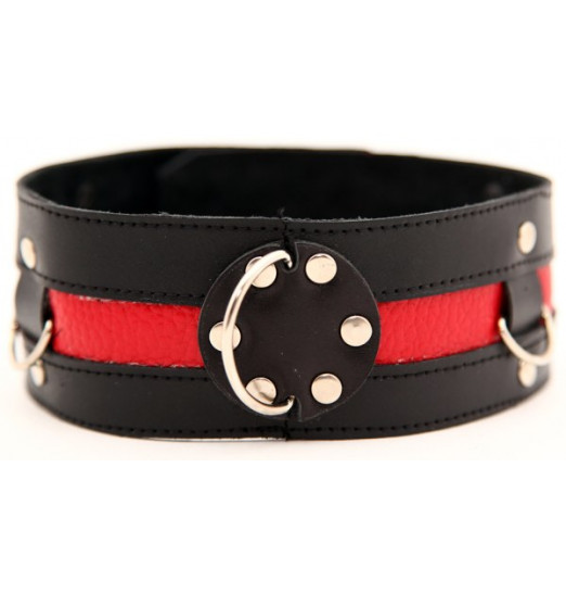 Чёрный ошейник с красной полосой