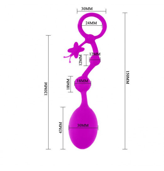 Лиловые анальные бусы Balls - 15 см.
