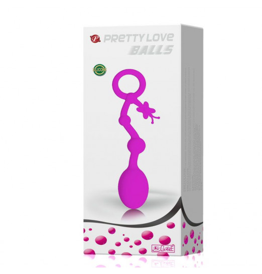 Лиловые анальные бусы Balls - 15 см.
