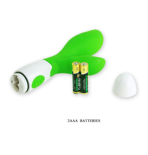 Зеленый вибратор Owen с клиторальным отростком - 20 см.