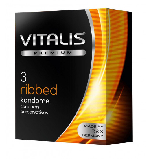 Ребристые презервативы VITALIS PREMIUM ribbed - 3 шт.
