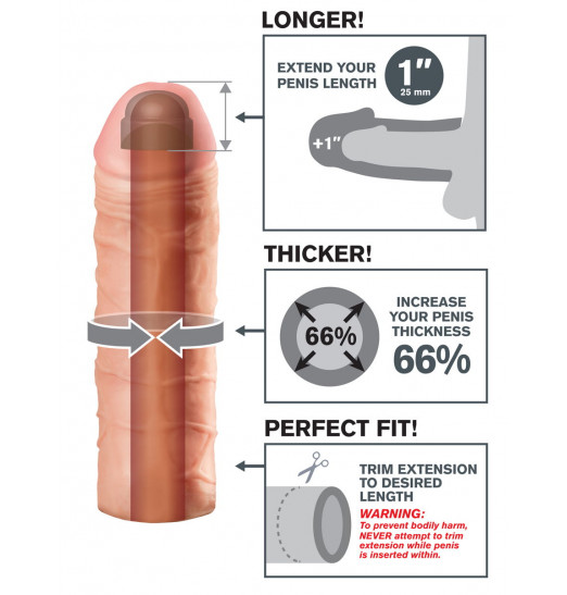 Реалистичная насадка Mega 1 Extension - 17 см.
