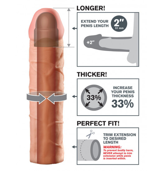 Телесная насадка Fantasy X-tensions Perfect 2  Extension - 20,3 см.