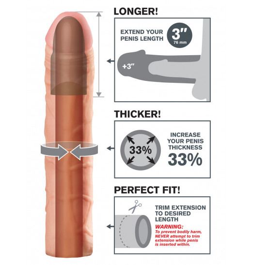 Телесная удлиняющая насадка Perfect 3 Extension - 22 см. Телесная удлиняющая насадка Perfect 3 Extension - 22 см.