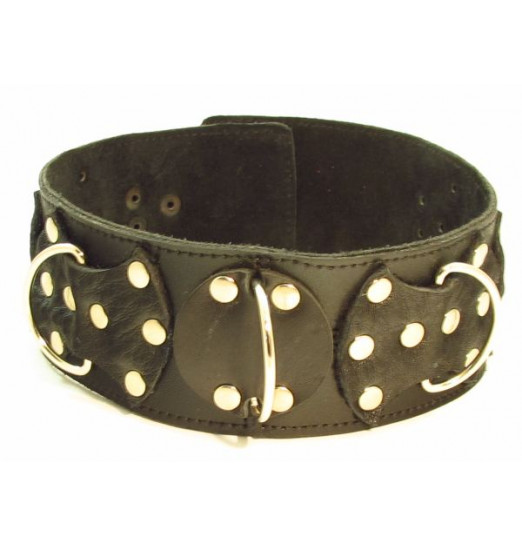 Комплект кожаных БДСМ-аксессуаров с клёпками