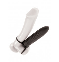 Рельефная насадка на пенис для двойной стимуляции Ribbed Double Trouble - 16,5 см.