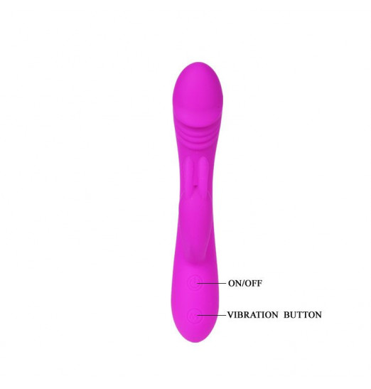 Силиконовый вибратор Hunter с клиторальным зайчиком - 17 см.