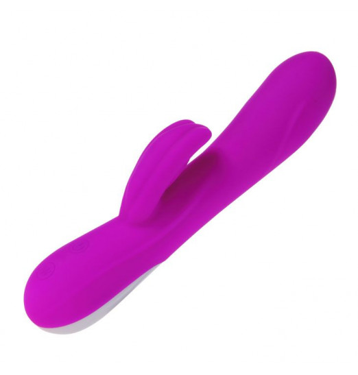Лиловый вибратор Primo с клиторальным листочком - 20 см.